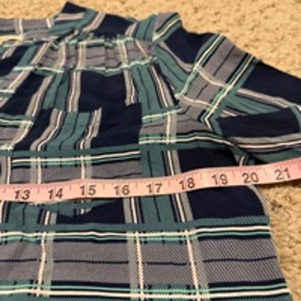 Women's 41 HAWTHORN Plaid Blouse Size L Blue Green - Picture 5 of 7